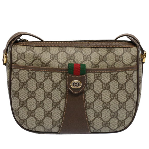 GUCCI GG Canvas Web Sherry Line Shoulder Bag Beige Red 89 02 032 Auth yk8711 - Picture 13 of 16